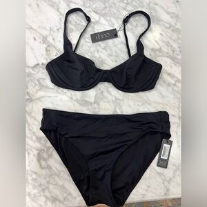CUUP Swim Scoop Top and Brief Bottom in Black